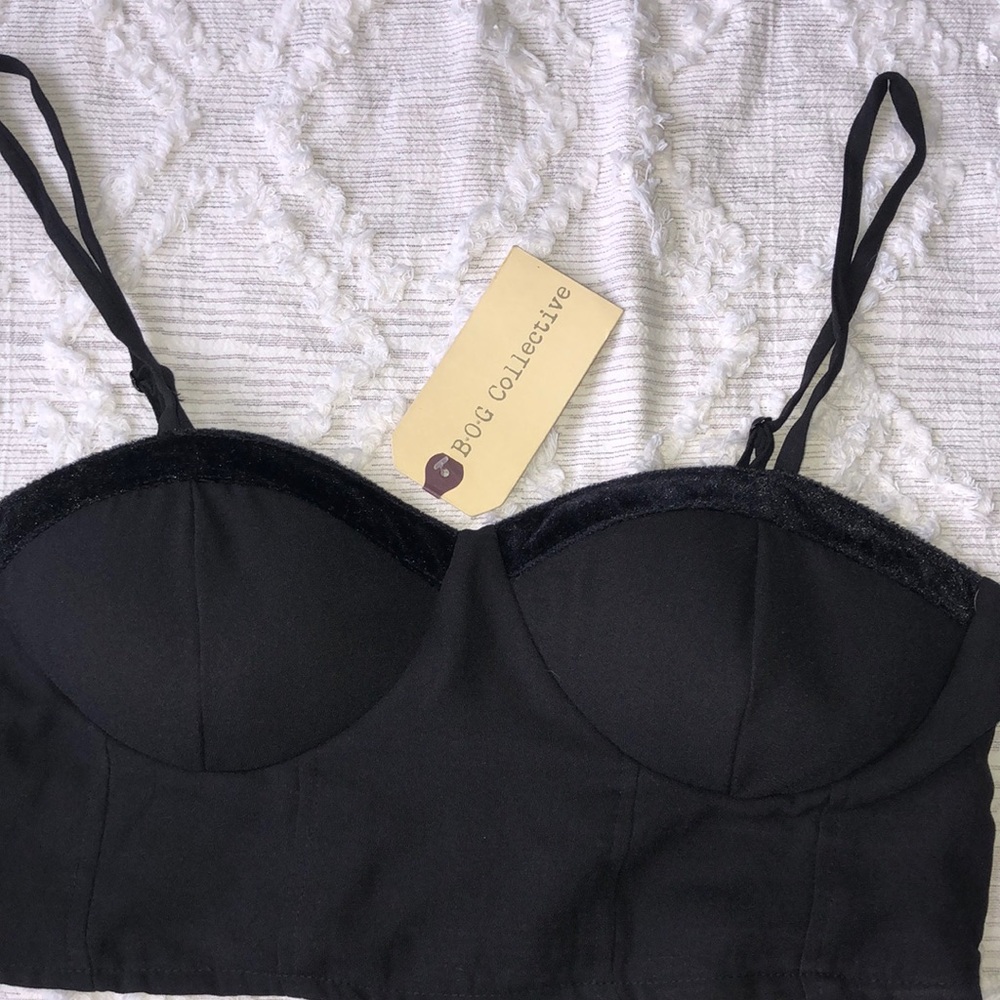 BOG Collective Crop Black with velvet trim and elastic back